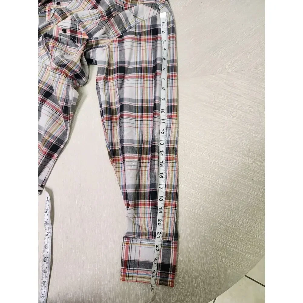 Vintage 60s Wrangler Cursive Label USA Western Plaid Pearl Buttons Nwot 16-34 - Picture 12 of 12